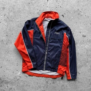 Asics Womens Vintage Full Zip Windbreaker Jacket Blue Orange Pockets Size - M - Picture 1 of 6