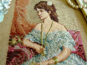 Beautiful Elegant Lady Blue Dress Tramme Needlepoint Canvas - Picture 1 of 6