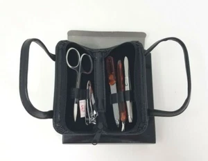(2) TWO - 5-Piece Stainless Steel Manicure Set in Black Zipper Case NEW IN BOX - Picture 1 of 2