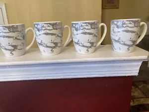 Royal Norfolk Coffee Mug or Tea set of 4 White/Gray Marble Pattern 4”in Tall - Picture 1 of 9