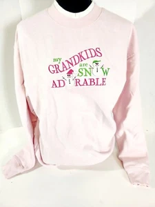 M&C Sportswear Grandma Sweater Women Large Pink Snow Adorable Sweatshirt Vintage - Picture 1 of 10