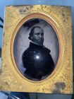 1864 Civil War Full Plate Ambrotype Of Captain With Original Wooden Frame 8.5”