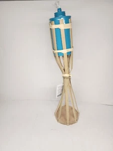 New Aqua Blue Wooden Bamboo Table Torche 1 Pcs - Picture 1 of 2