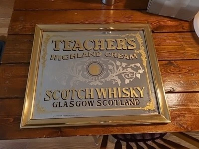 УЧИТЕЛЬСКИЙ СКОТЧ HIGHLAND КРЕМОВЫЙ ВИСКИ ЗЕРКАЛО БАР ЗНАК  - Изображение 1 из 4