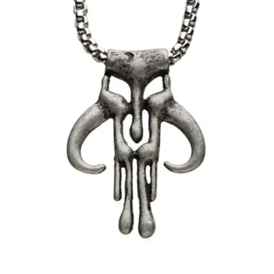 Licensed Star Wars Antiqued Mandalorian Symbol Stainless Steel Necklace - Image 1 of 3