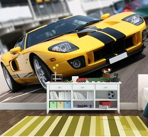 Fotomural Amarillo Super Coche Mural 254x183cm para Dormitorio Infantil - Imagen 1 de 5