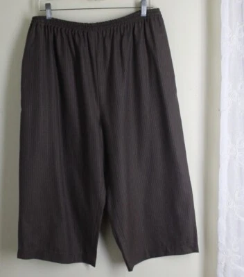 Nova calça cropped eskandar tamanho 3 MARROM + natural 18 pol. Capris listra de lã macia - Imagem 1 de 4