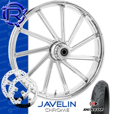 Paquete de ruedas de motocicleta personalizadas cromadas con jabalina giratoria Harley 21" Touring Foto 1 de 3