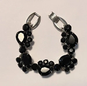 DeLizza & Elster Juliana 5 link Jet Black Round Marquise Rhinestone Bracelet - Picture 1 of 9