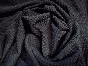 Honeycomb Wave Jacquard Double Jersey Stretch Dress Fabric, Per Metre - Black