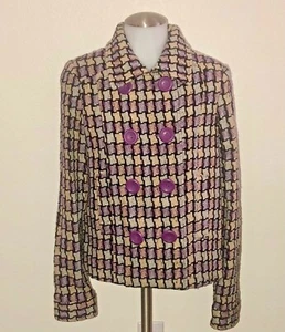 VERTIGO PARIS JACKET Wool Blend Tweed 6 Button Purple Size Small NWT $260 - Picture 1 of 5