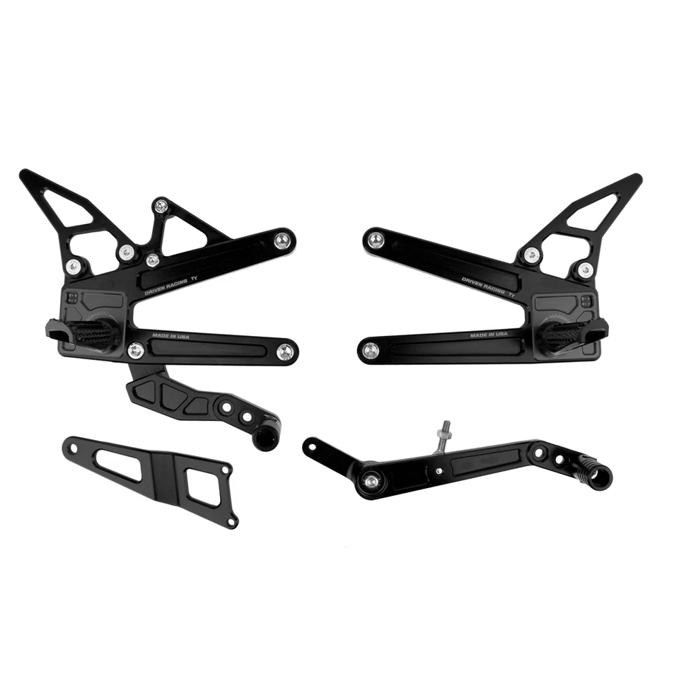 Driven TT Adjustable Billet Rearsets Black 2015 - 2022 Yamaha YZF R1 R1M DRP-717 - Image 1 of 1