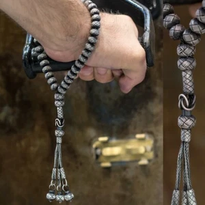 1000k Silver Turkish Kazaz Rosary Hand Knitting Misbah Prayer Beads Tasbeeh - Picture 1 of 3
