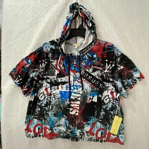 Paper + Tee Hoodie 'T-Shirt Skater Goth Graffiti Newspaper Woman's 2X - Picture 1 of 15