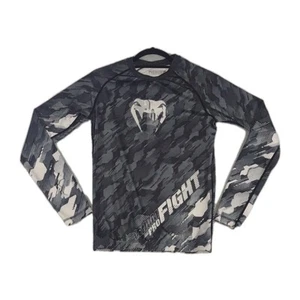 Venum Electron Performance Rashguard Mens LG Black Graphic Long Sleeve MMA - Picture 1 of 12