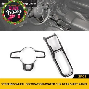 Center Console Steering Wheel Gear Shift Cover For Jeep Wrangler JL JT 18+Carbon - Picture 1 of 14