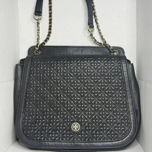 Tory Burch Quilted Chain Shoulder Bag, Gold Hardware, Black, Pre-Owned - Picture 1 of 17