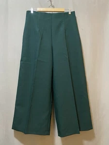 NWOT ZARA Women Side Zip High-Rise Cropped Wide Leg Pants Size XL Emerald Green - Picture 1 of 13