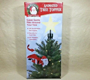 MR. CHRISTMAS SUPER FLYING SANTA ANIMATED TREE TOPPER w/ILLUMINATED STAR - Picture 1 of 7