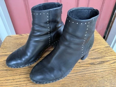 Rag & Bone Mujer Cuero Negro Sauce Plata Tachuelas Bota Cremallera Trasera Lujo 38 Foto 1 de 4