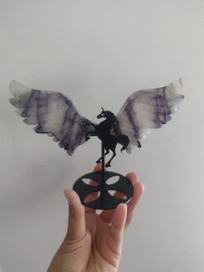 Fluorite Crystal Wings On Unicorn Stand Carving Stone Polished - Picture 1 of 4