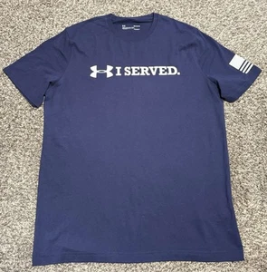 Under Armour I Served T-Shirt HeatGear Loose Fit Tee Mens Medium Blue Freedom - Picture 1 of 3