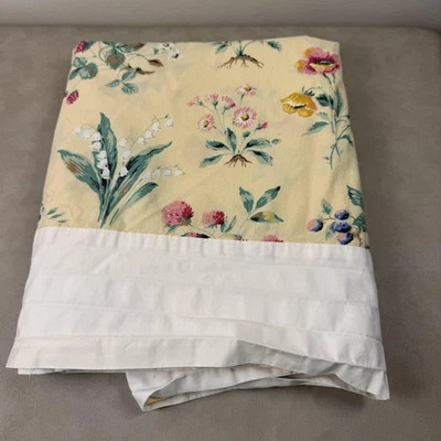 Sábana plana Liz Claiborne Queen en plena floración amarilla ropa de cama vintage floral Foto 1 de 4