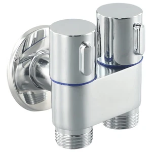 G1/2 1 In Two Out Double Control Washing Machine Faucet Toilet Triangle Valve - Bild 1 von 24