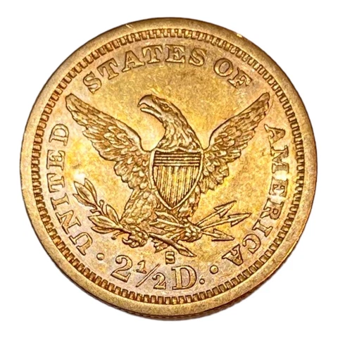 1879 S Gold $2.5 Dollar Coin AU++ Coronet Head Left Minted In San Francisco U.S Cover