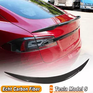 Se adapta a Tesla Model S 2012-2020 alerón de carbono borde de demolición labio alerón trasero - Imagen 1 de 12