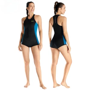 Traje de neopreno corto para mujer 2 mm traje de baño de neopreno cremallera frontal una pieza sin mangas nuevo - Imagen 1 de 18