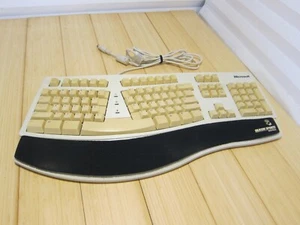 Vtg Microsoft Natural Ergonomic PS/2 Wired Keyboard White 59758 Foam Wrist Rest - Picture 1 of 12