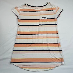 Liz Claiborne Short Sleeve Night Shirt Dress Womens Size Large Striped Pocket - Foto 1 di 7