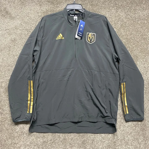 Vegas Golden Knights Jacket Mens Medium Gray 1/2 Zip Pullover NHL Hockey Adidas Cover