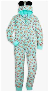 Mickey Holiday Treats une pièce grand pyjama adulte à capuche avec oreilles costume union PJs