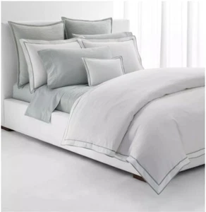 Ralph Lauren Spencer Border Sateen White Sage Full/Queen Duvet Cover - Picture 1 of 13
