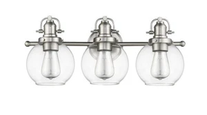 Over Mirror Satin Nickel Bathroom 3 Light Fixture 22" W Mid-Century Modern New! - Picture 1 of 3
