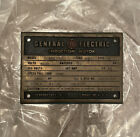 Brass General Electric Induction Motor Plaque, General Electric Company, Brass