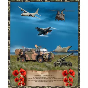 Patchwork Quilting Sewing ANZAC Respect Military A Panel 92x110cm Fabric - Picture 1 of 5