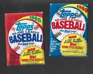 2 paquetes sellados 1988 89 tarjetas de béisbol Topps - Imagen 1 de 1