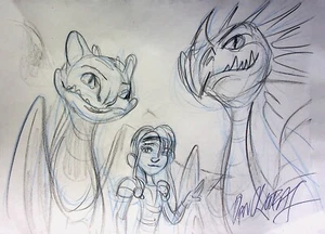 DreamWorks Dragons Riders of Berk SIGNIERT DAN KUBAT handgezeichnete Charakterkunst - Bild 1 von 2
