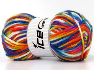 4-Skein Lot Carnival Yarn Wool Blend Bulky 4x100g/120m Blue Gold Yellow White - Picture 1 of 4