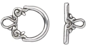 20 Sets Antiqued Silver Finished Pewter 15x14mm Round Toggle Clasps - Picture 1 of 2