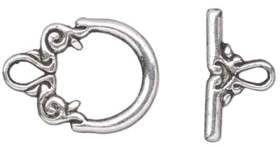 20 Sets Antiqued Silver Finished Pewter 15x14mm Round Toggle Clasps - Image 1 of 2