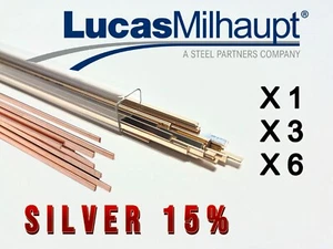 15% Silver  Brazing Rod  Sil-Fos 15 LUCAS MILHAUPT  1/8" x 0.05" x 20" - Picture 1 of 11