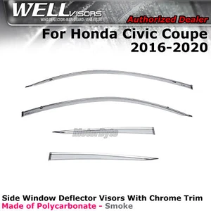 WELLvisors for Honda Civic Coupe 16-20 Window Visors Rain Sun Wind Deflectors - Foto 1 di 7