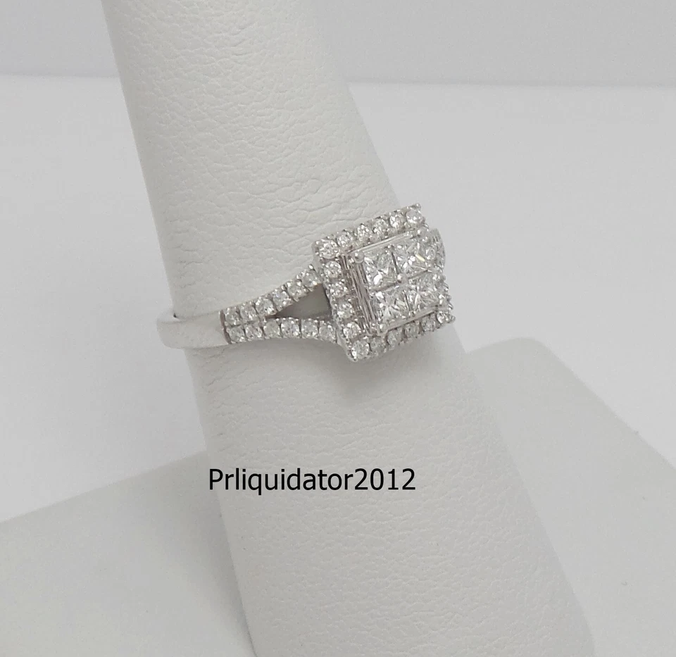 1/2CT Natural Diamond Halo Frame Engagement Wedding Bridal Ring 10K White Gold - Image 1 of 4