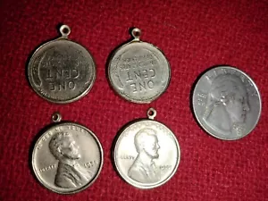 1955 wheat penny USA 4 cents, actual coins, gold plated charms, jewelry making - Picture 1 of 10