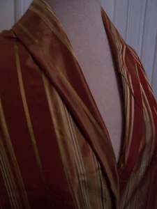 BP#30 94inch IRID RED GOLD NARROW SATIN STRIPE SILK TAFFETA FABRIC DRESSHOME - Picture 1 of 12