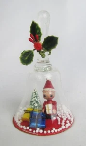 Vintage Enesco 1977 Natale Babbo Natale Elfo con Pacchetti Albero Plastica Campanella Vacanze - Foto 1 di 4